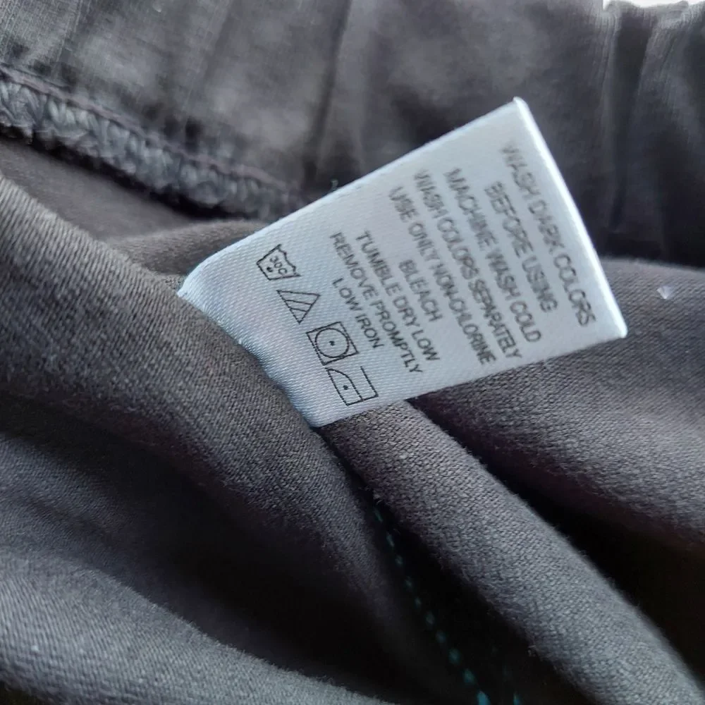 Woman Within Black Cropped Athletic Pants w/Aqua Stripe 14/16 PETITE NWOT - Picture 4 of 7